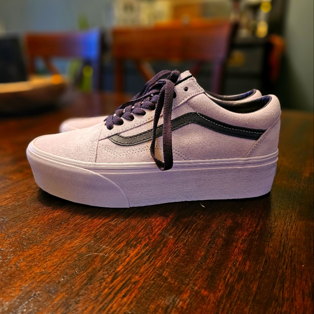 Lilac and purple platform Vans